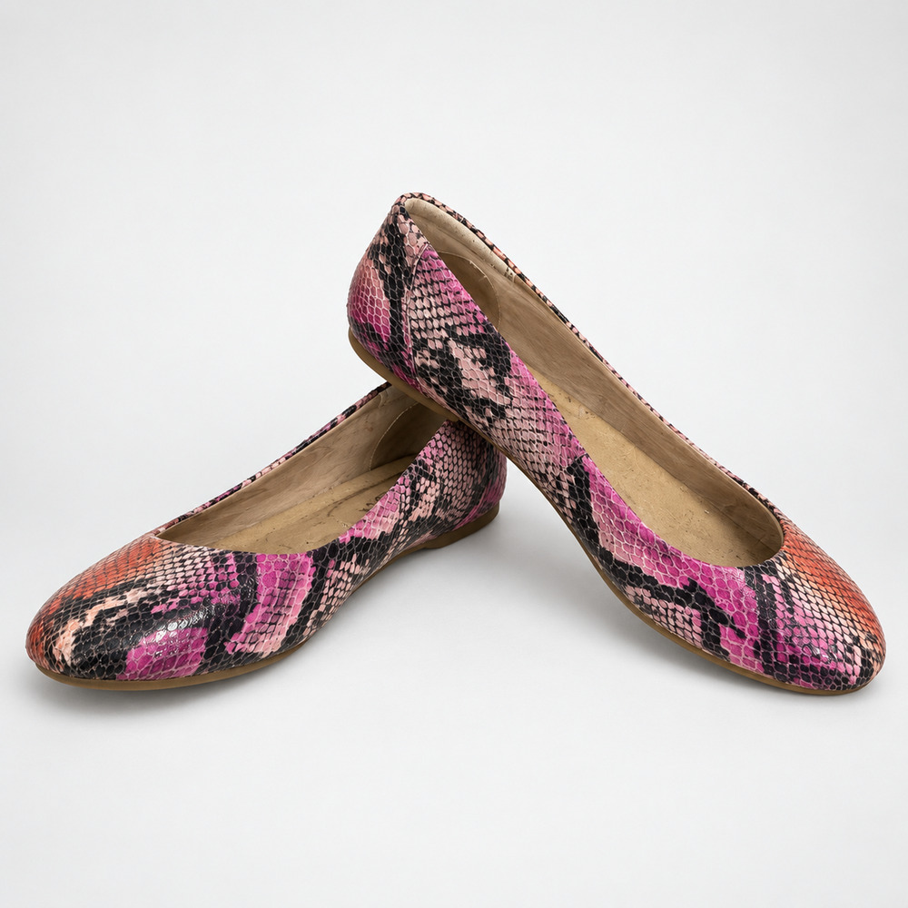 b.o.c. Born Concept Batik Women's 9 Pink Snake Print Ballet Flats C00212